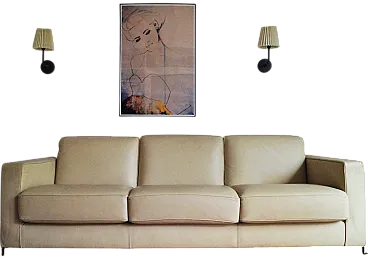 Bob sofa in cream and beige leather Centro Studi Flexform, 2000