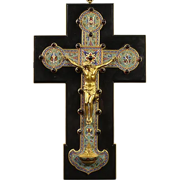 19th century gilded bronze crucifix signed Barbedienne