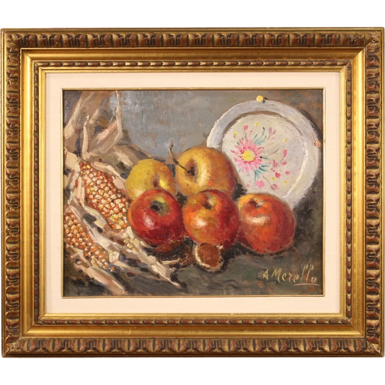 Italian painting signed A. Merello still life from the 20th century 15