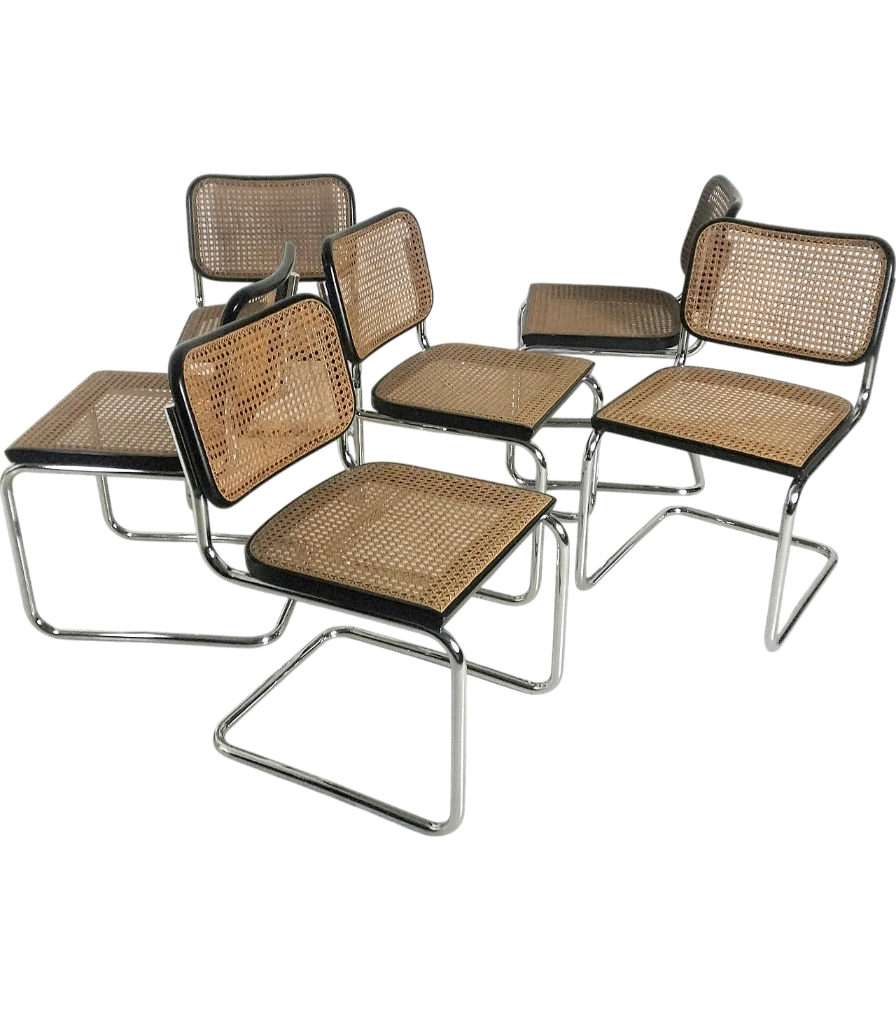 6 Cesca Chairs by Marcel Breuer for Gavina in Vienna straw, 1960s 14