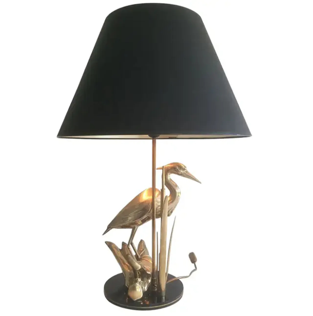 Heron brass table lamp, 1970s 1