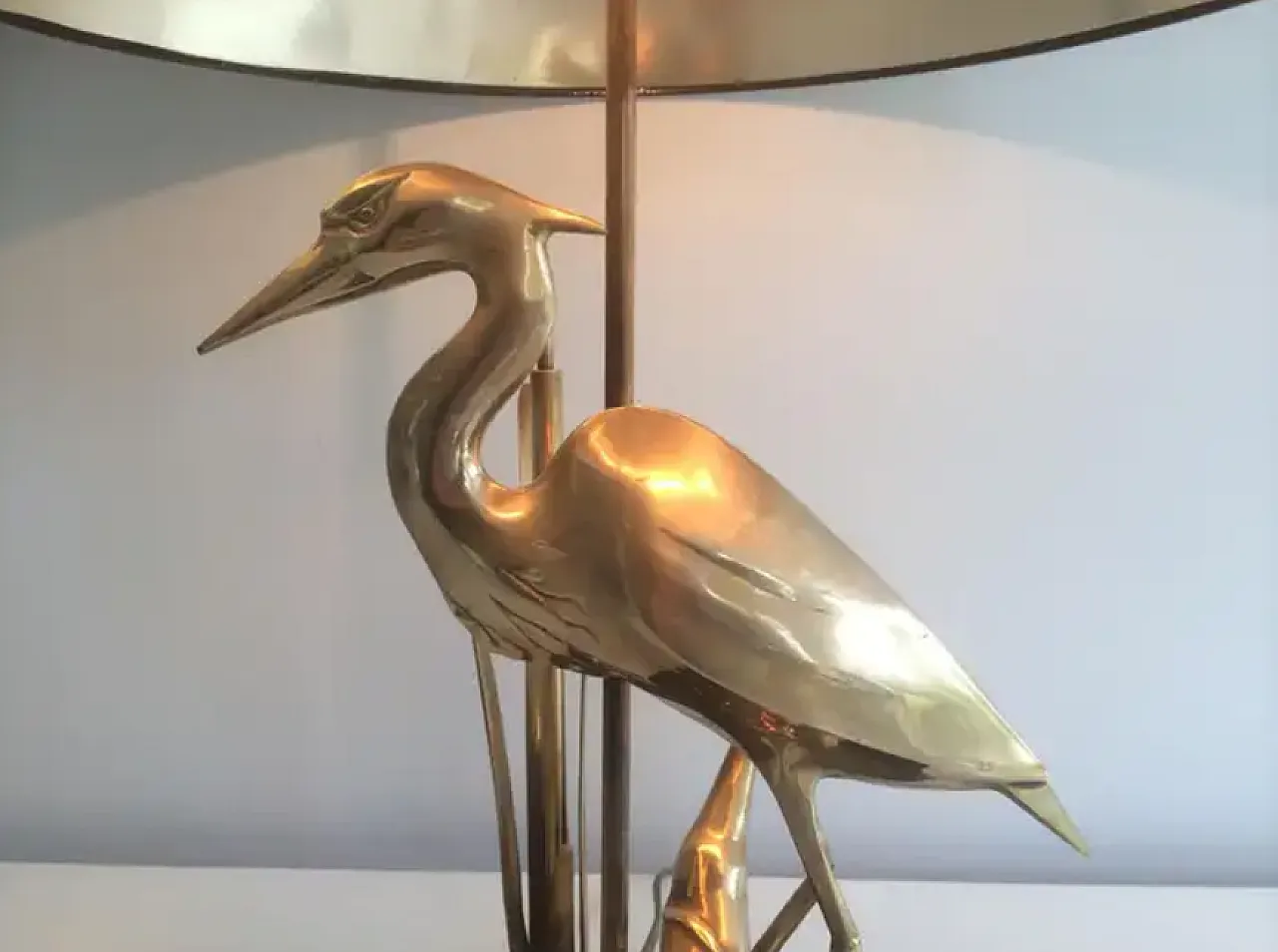 Heron brass table lamp, 1970s 4