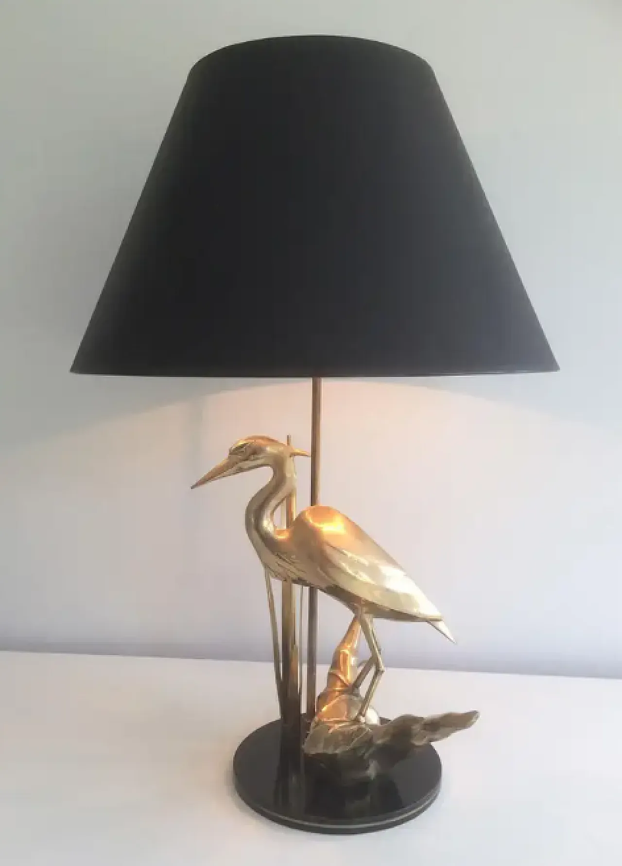 Heron brass table lamp, 1970s 5