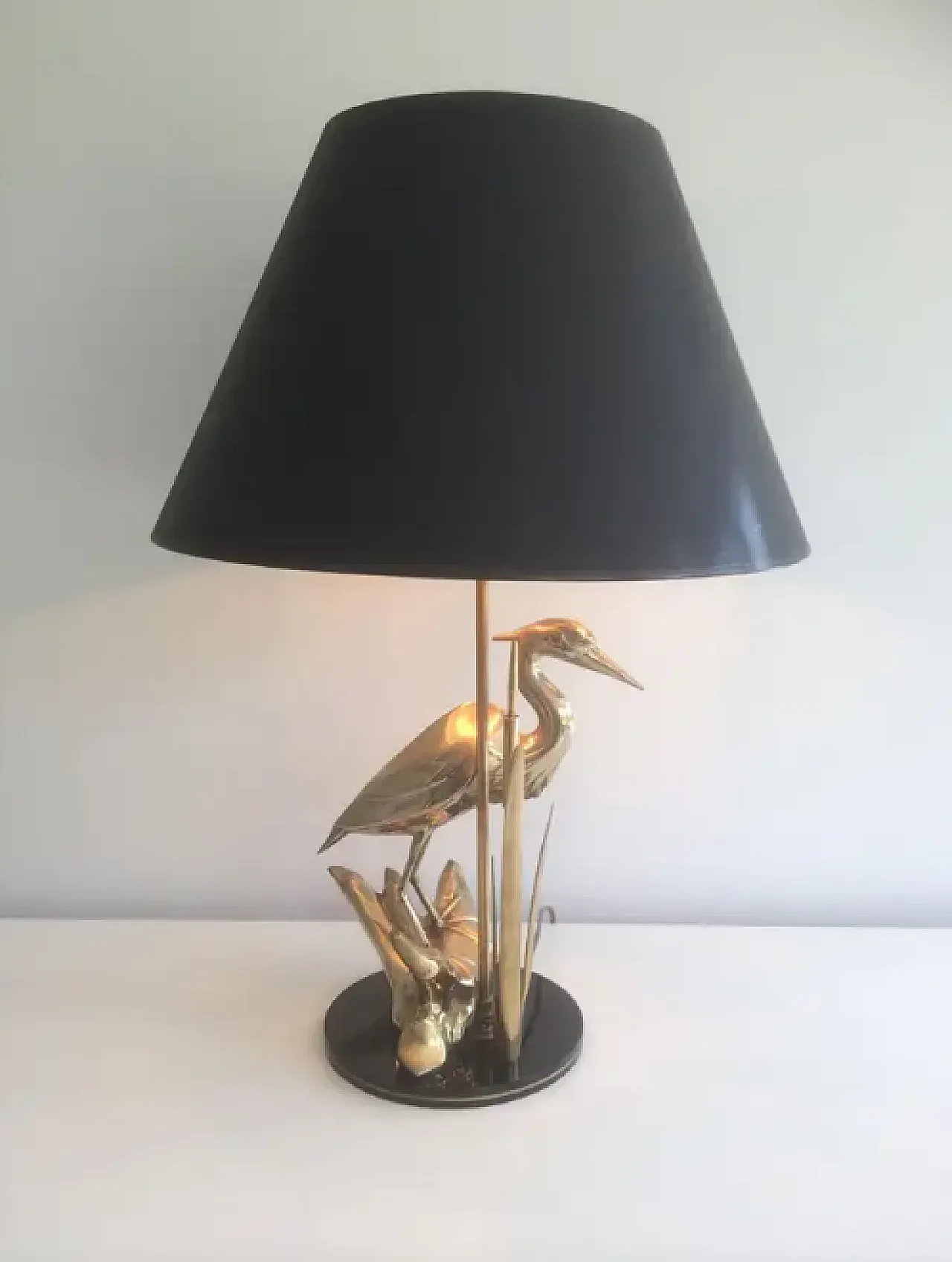 Heron brass table lamp, 1970s 6