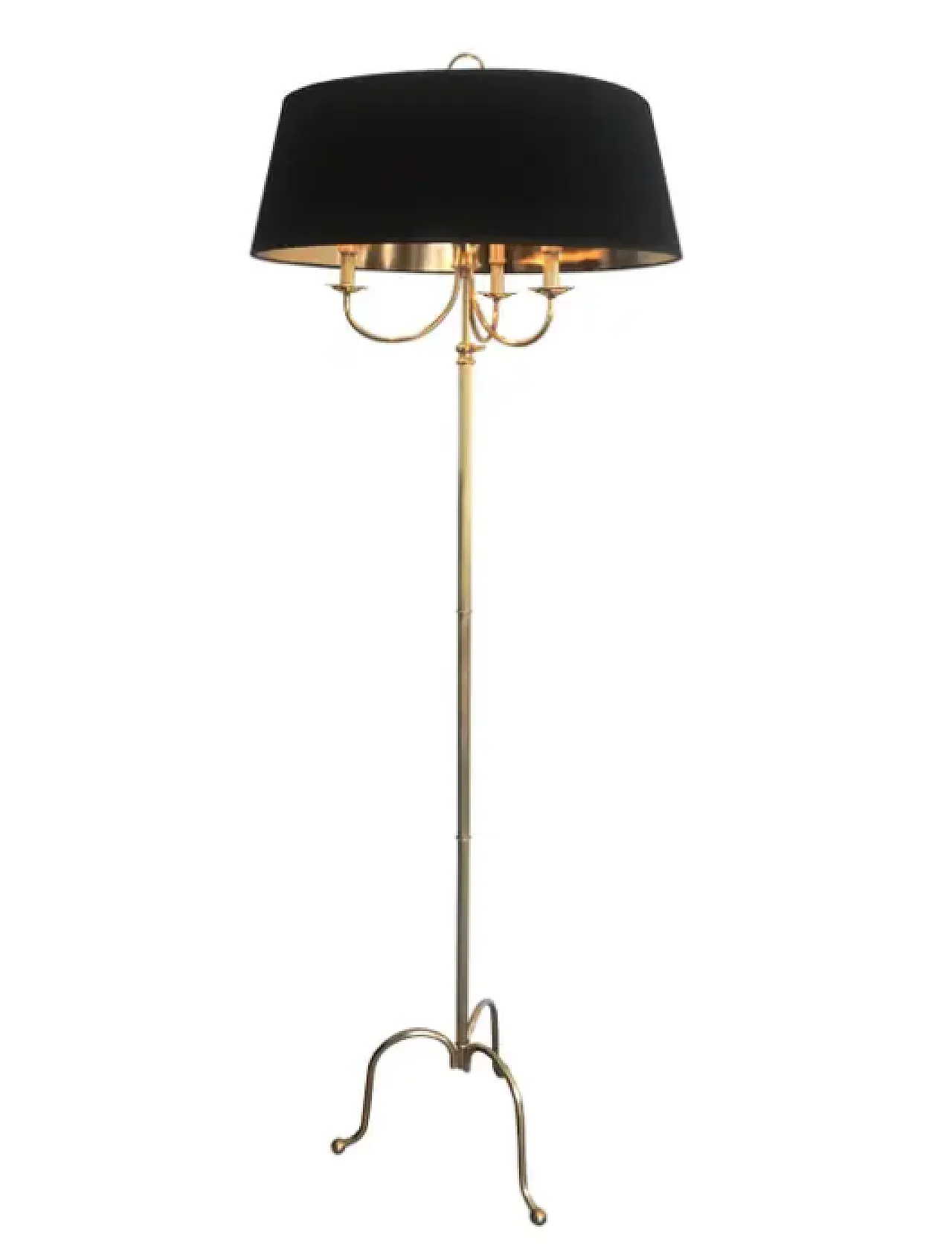 Brass 3-arm floor lamp by Maison Jansen, 1940s 1