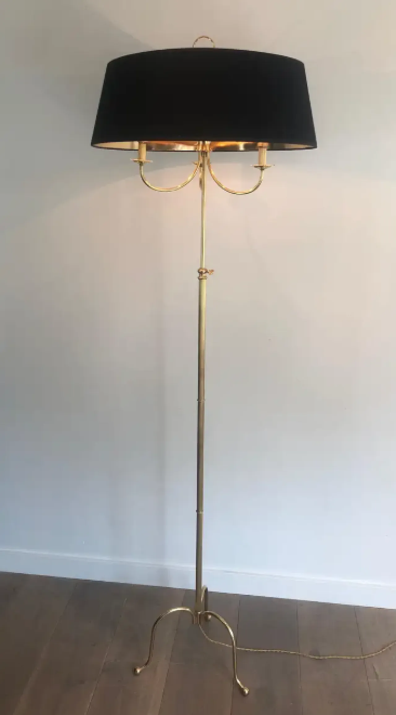 Brass 3-arm floor lamp by Maison Jansen, 1940s 2