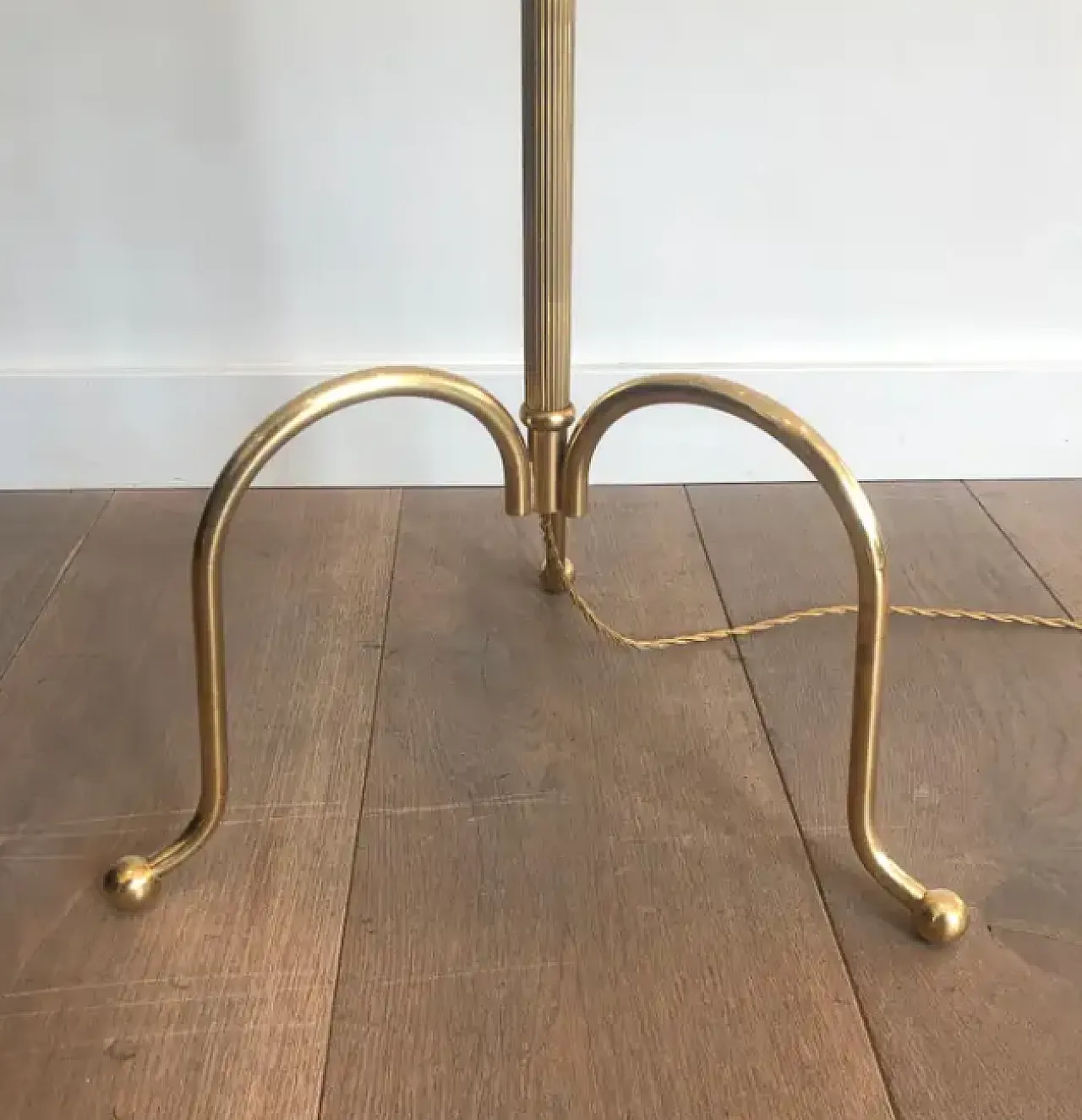 Brass 3-arm floor lamp by Maison Jansen, 1940s 9