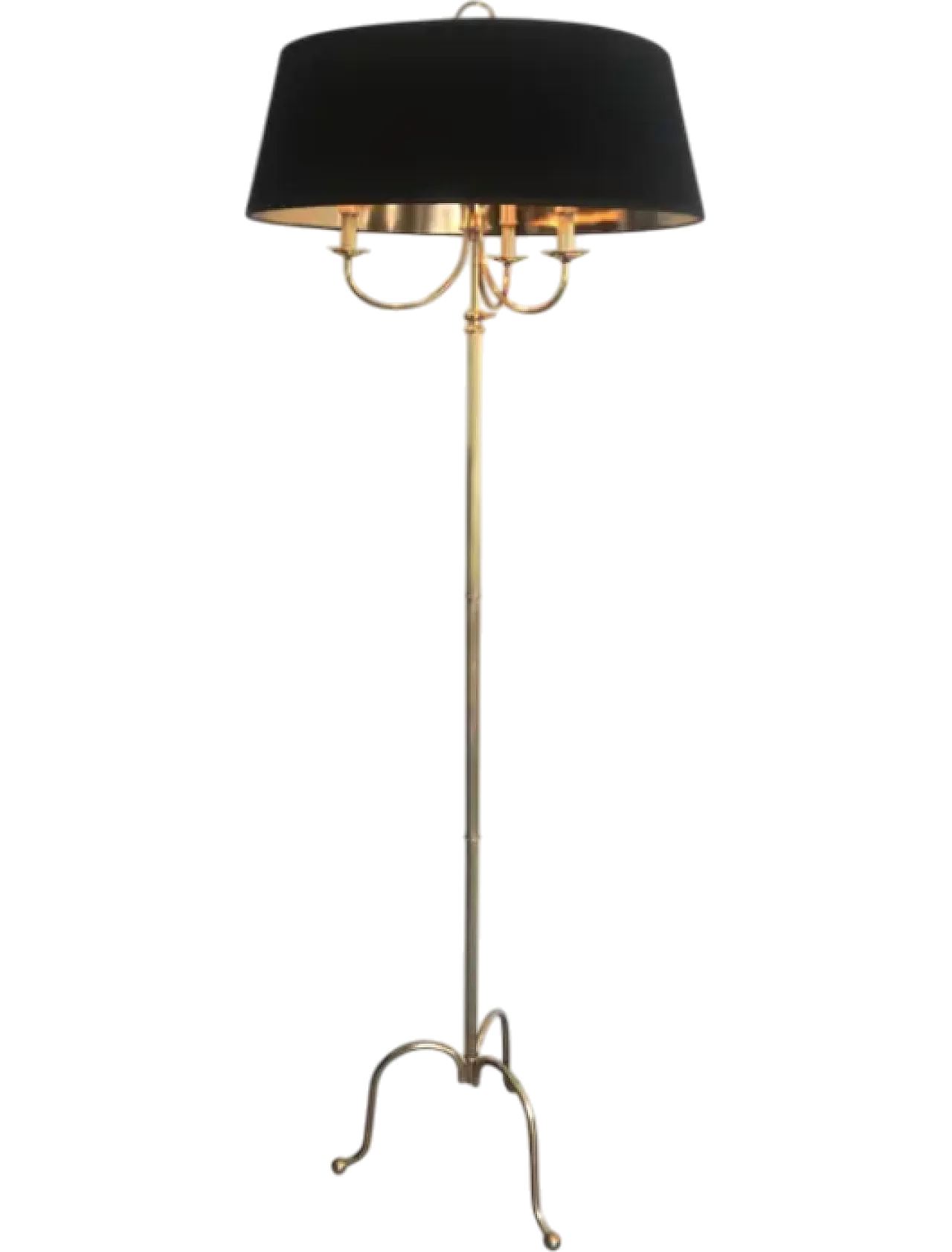 Brass 3-arm floor lamp by Maison Jansen, 1940s 12