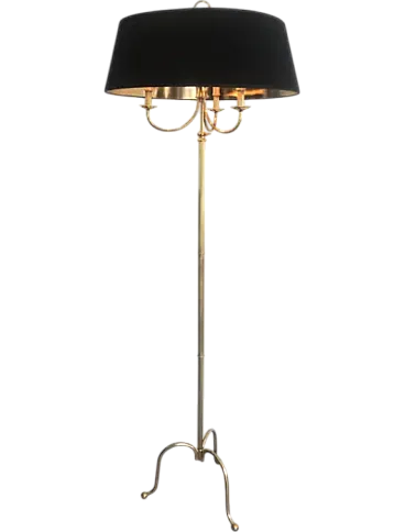 Brass 3-arm floor lamp by Maison Jansen, 1940s