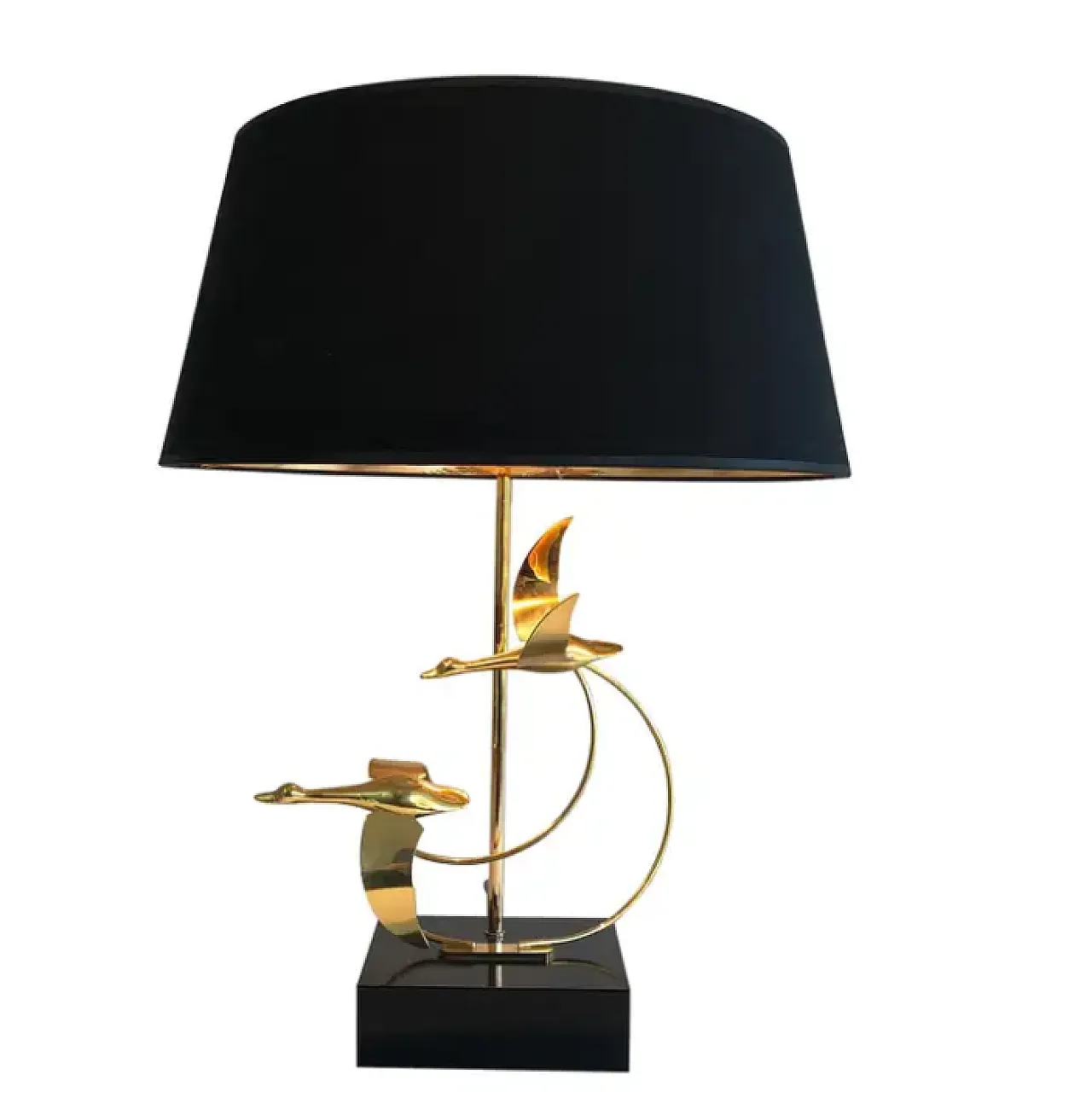 Brass table lamp with flock of wild geese, 1970s 1