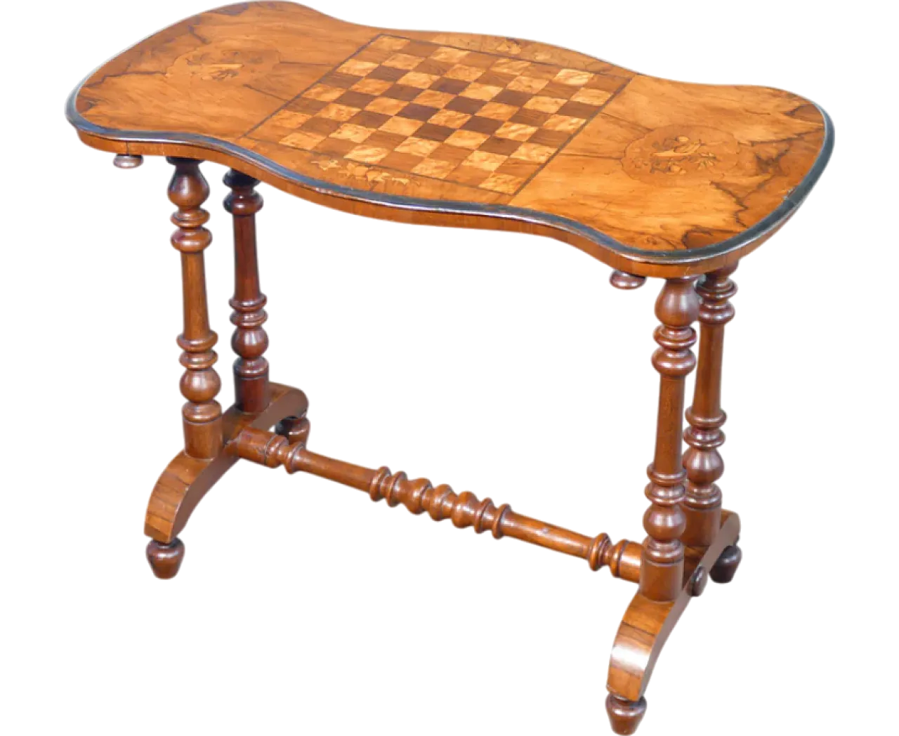 Walnut game table with chessboard, 19th century 9