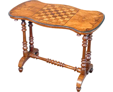 Walnut game table with chessboard, 19th century