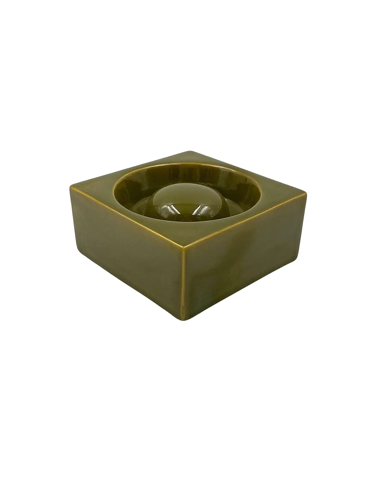 Mid-century green ceramic ashtray, Sicart Italy 1969 1