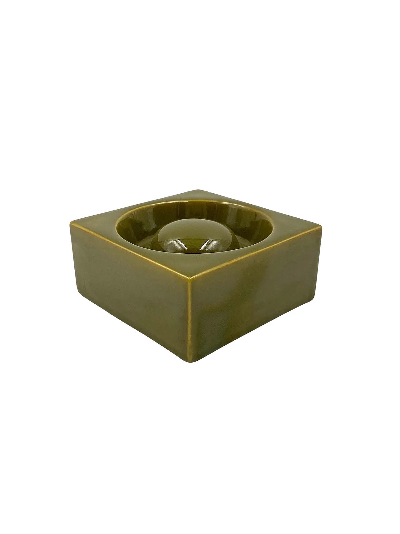 Mid-century green ceramic ashtray, Sicart Italy 1969 7