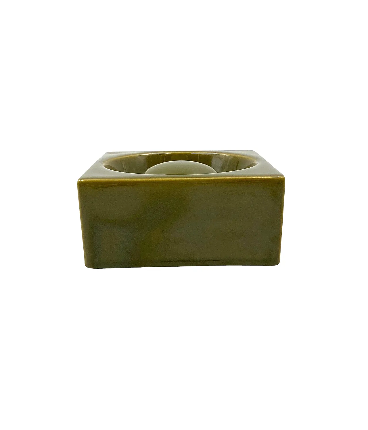 Mid-century green ceramic ashtray, Sicart Italy 1969 8