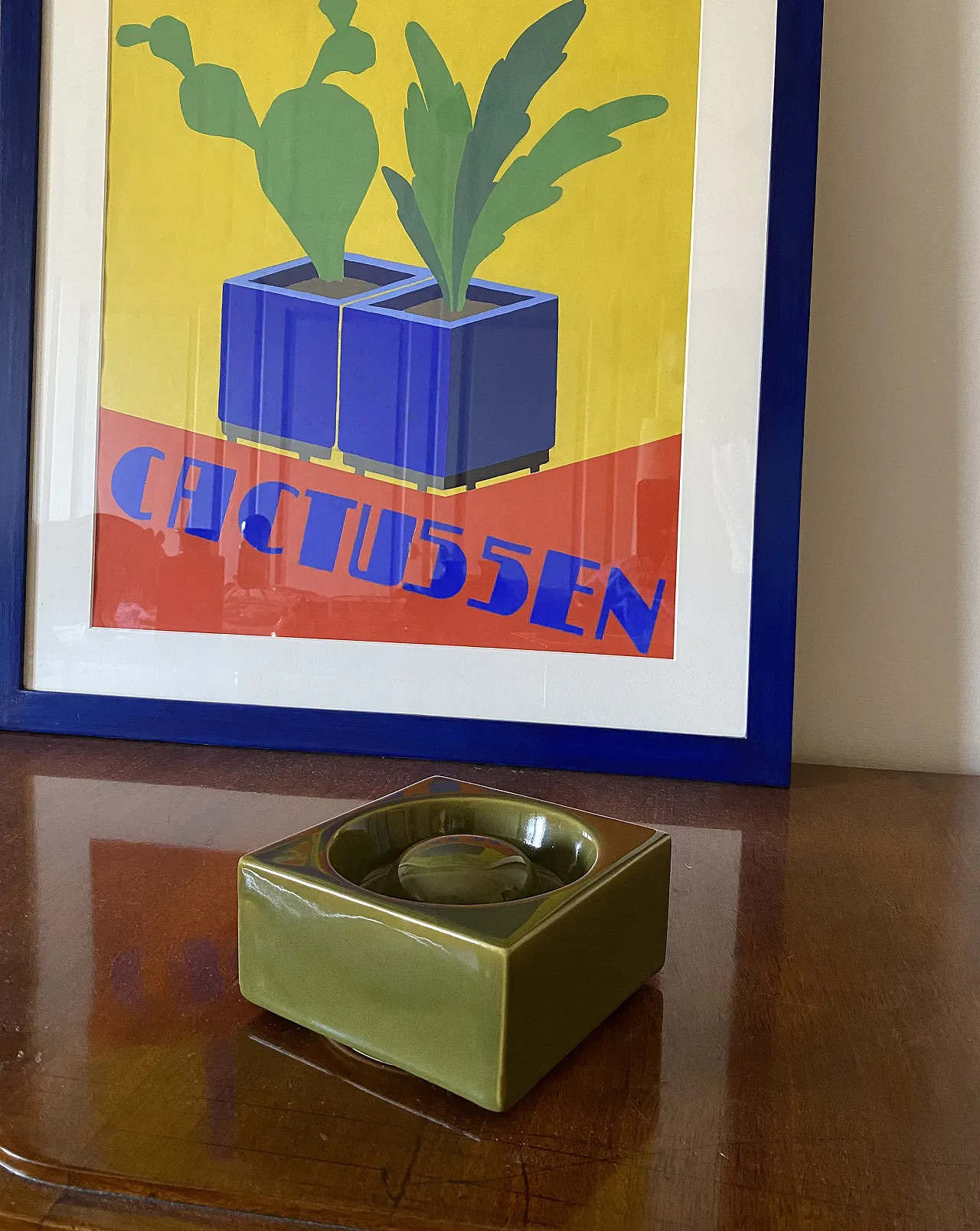 Mid-century green ceramic ashtray, Sicart Italy 1969 11