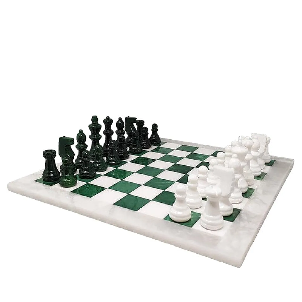 Chess set in Volterra alabaster handmade, 70s 1