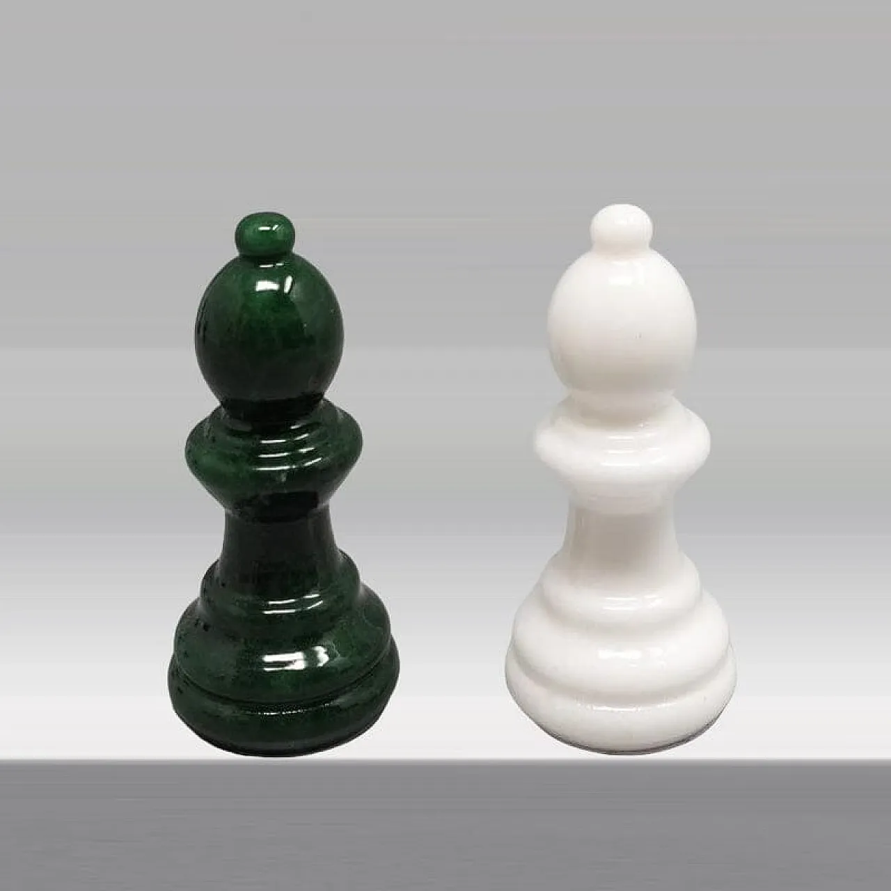 Chess set in Volterra alabaster handmade, 70s 8