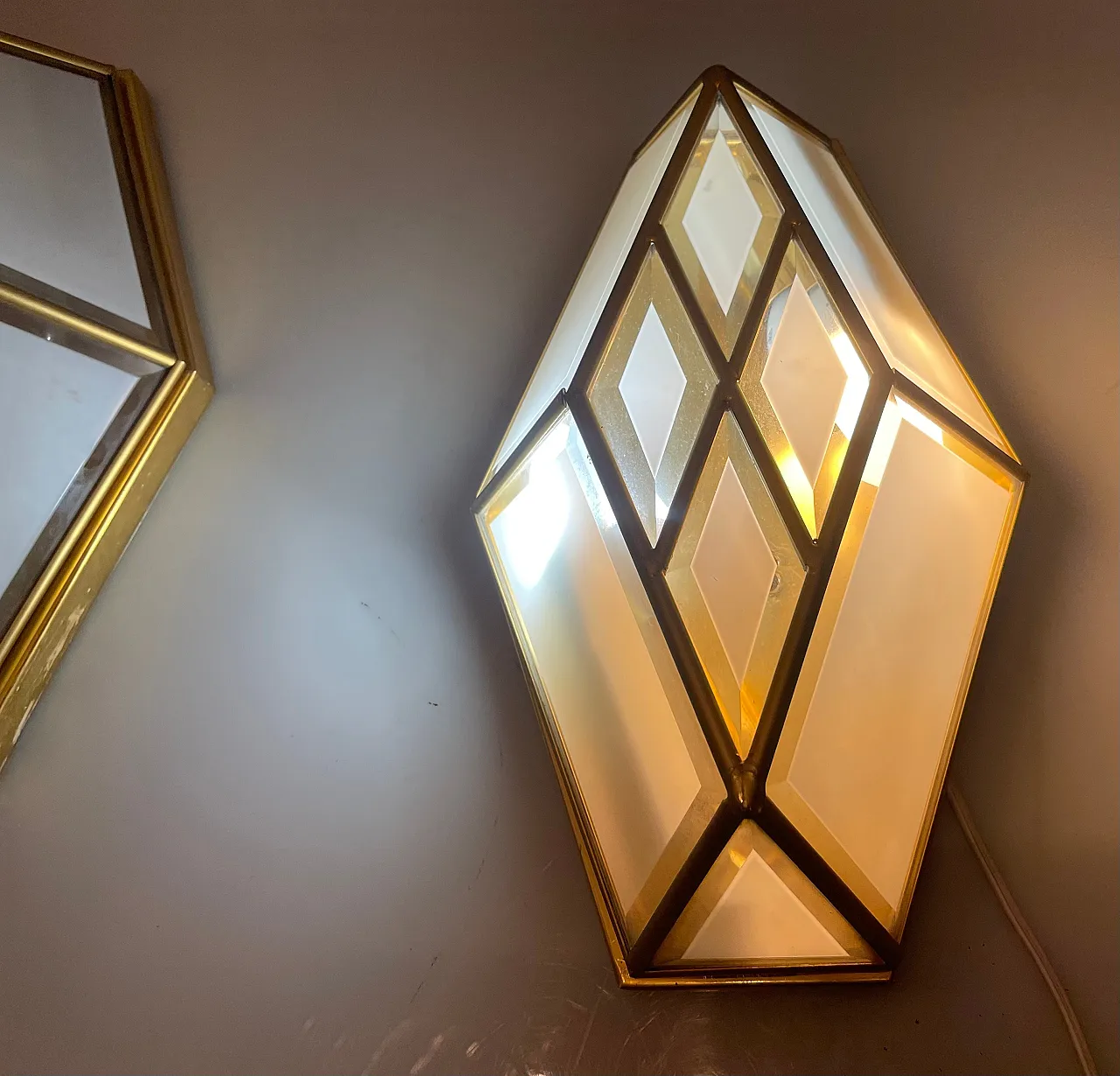 Brass Glass Sconces, 1970s, Set of 2 4