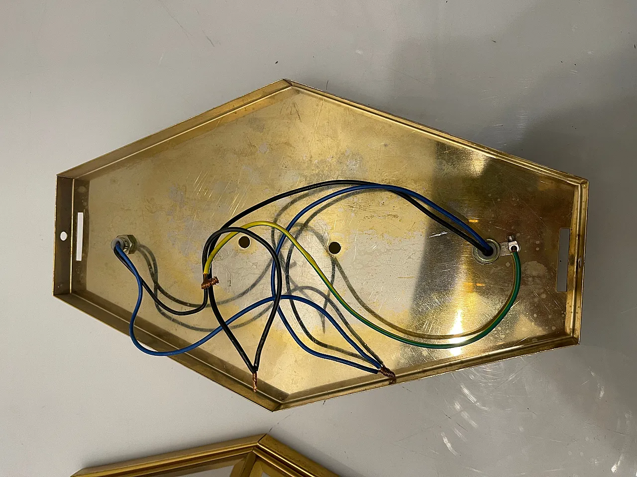 Brass Glass Sconces, 1970s, Set of 2 5