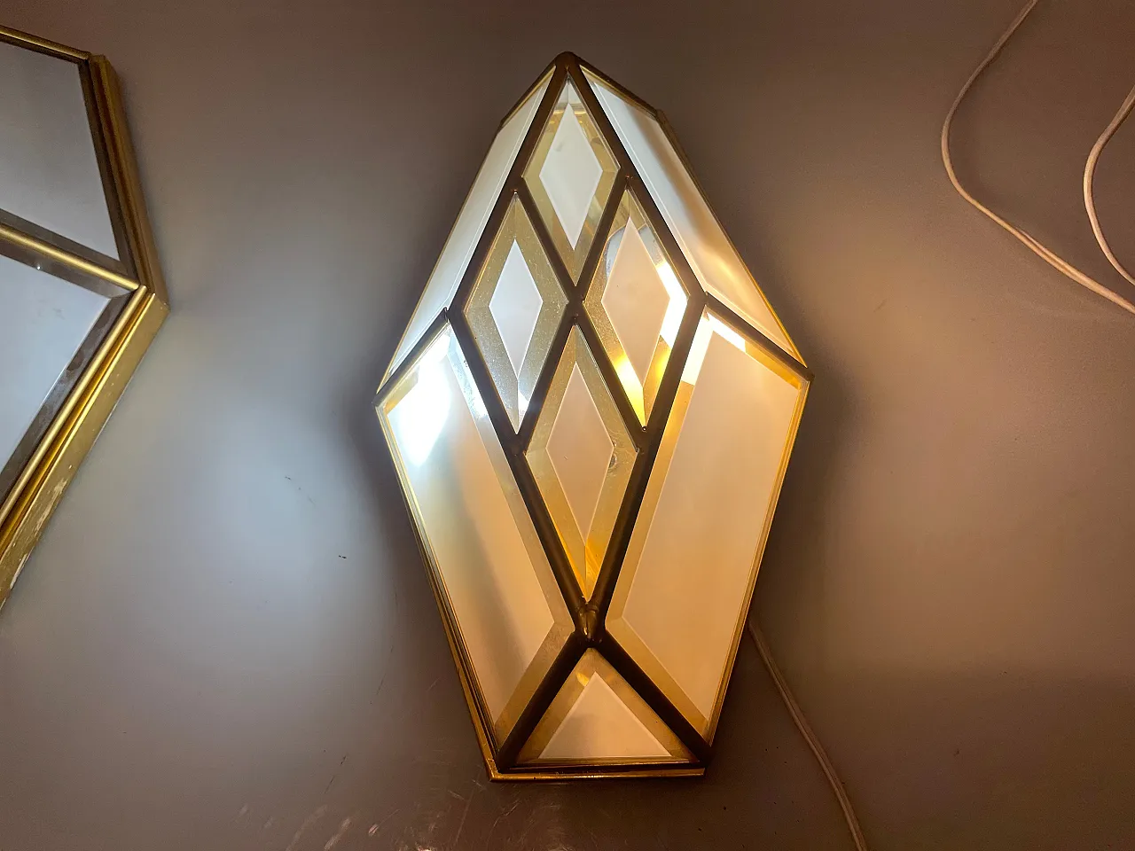 Brass Glass Sconces, 1970s, Set of 2 7