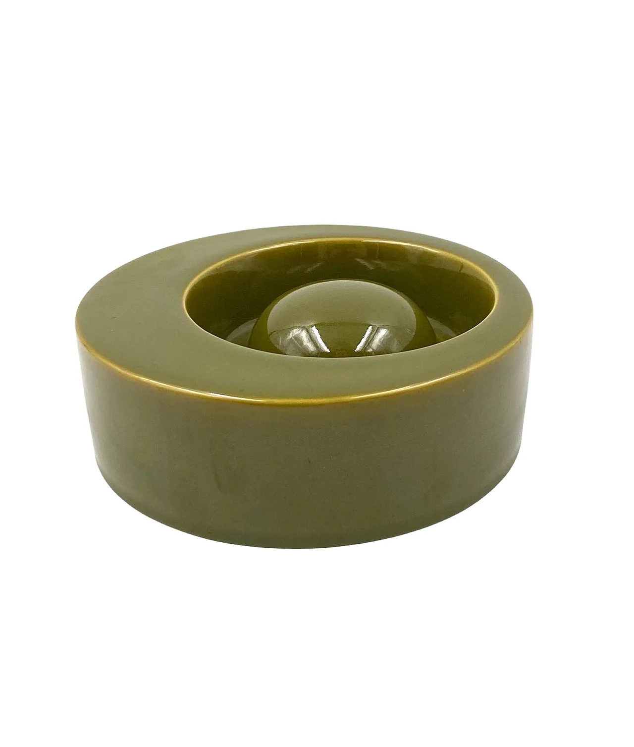 Mid-century green ceramic ashtray, Sicart Italy 1969 1