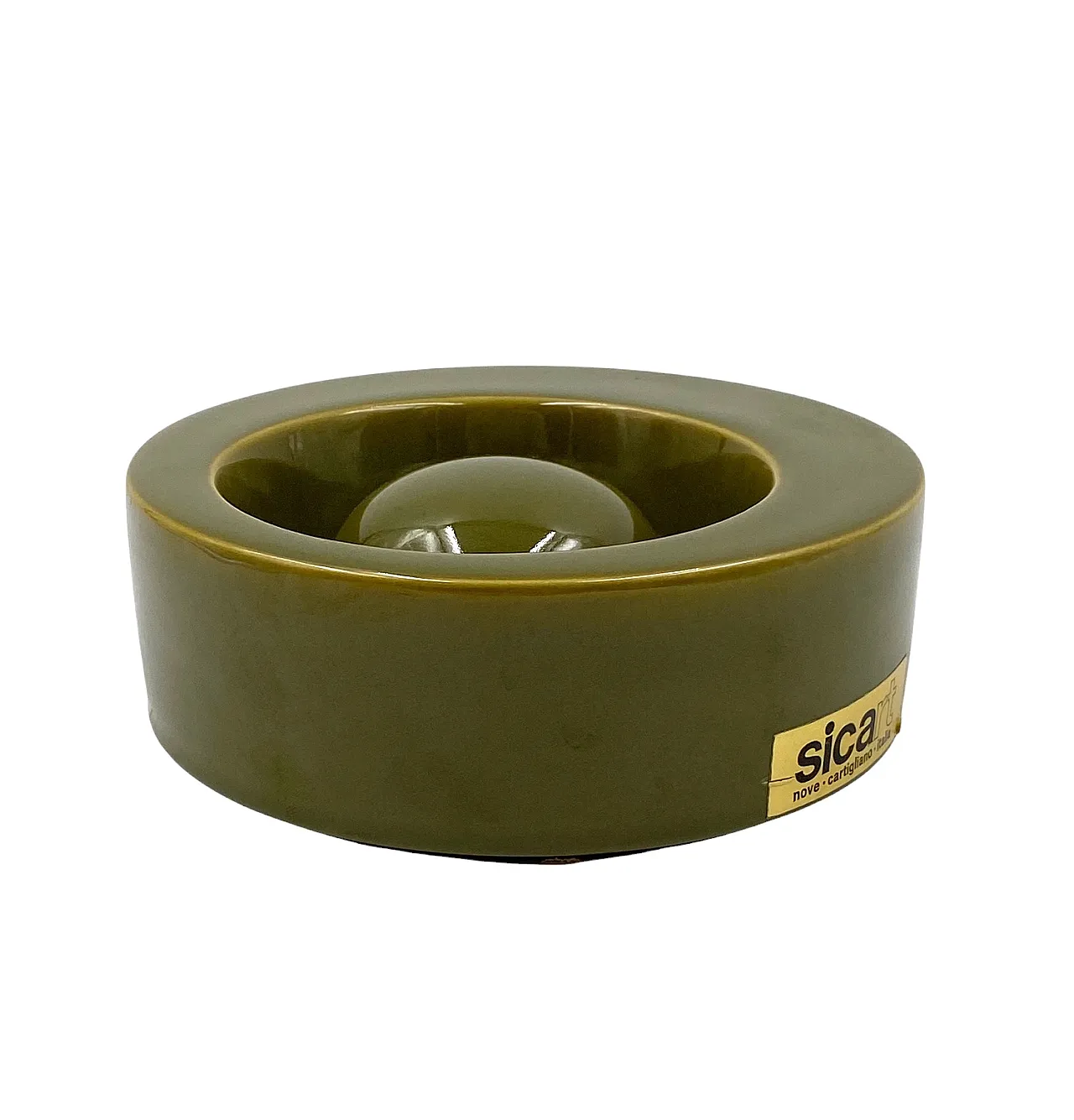 Mid-century green ceramic ashtray, Sicart Italy 1969 2