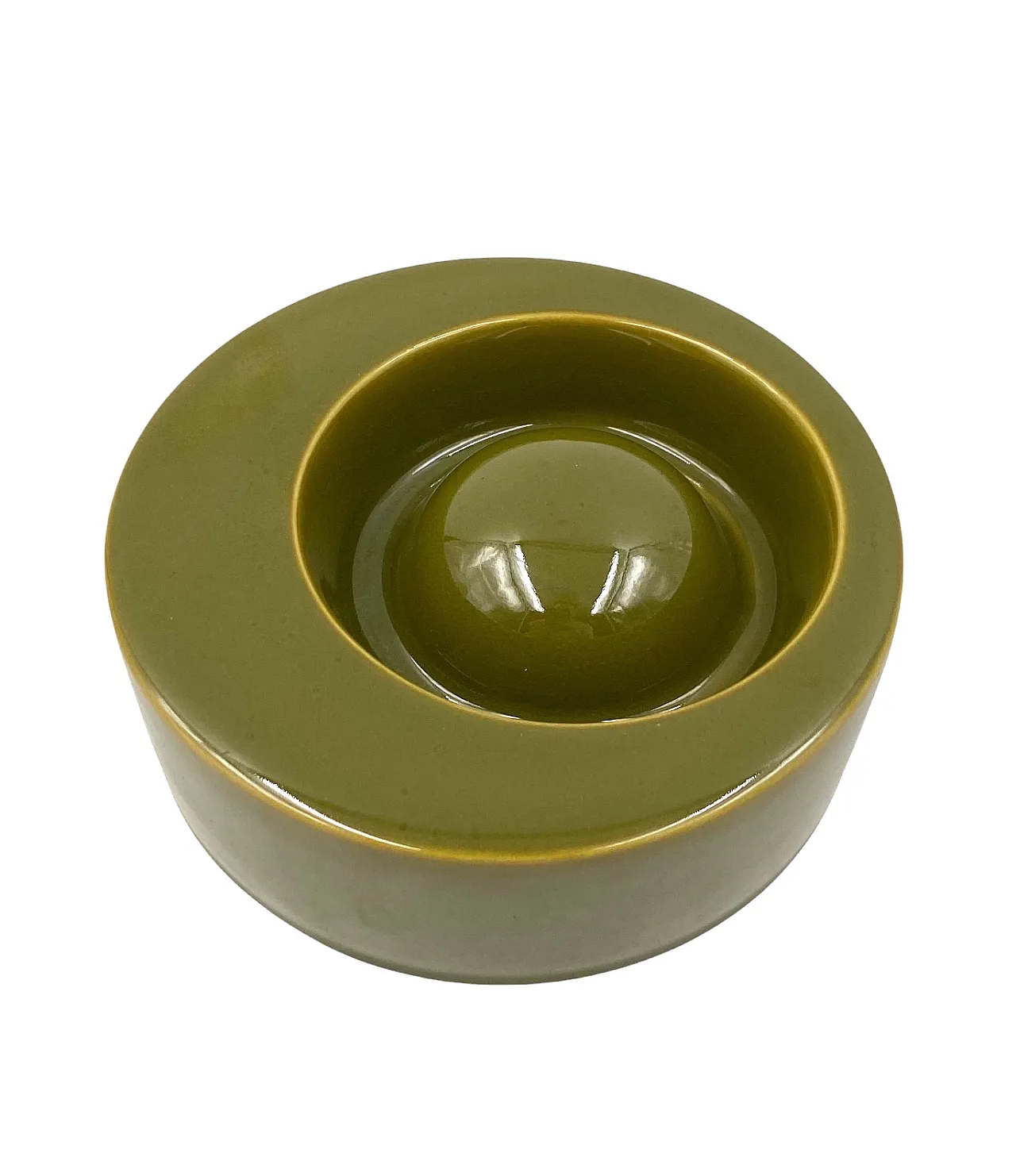 Mid-century green ceramic ashtray, Sicart Italy 1969 6