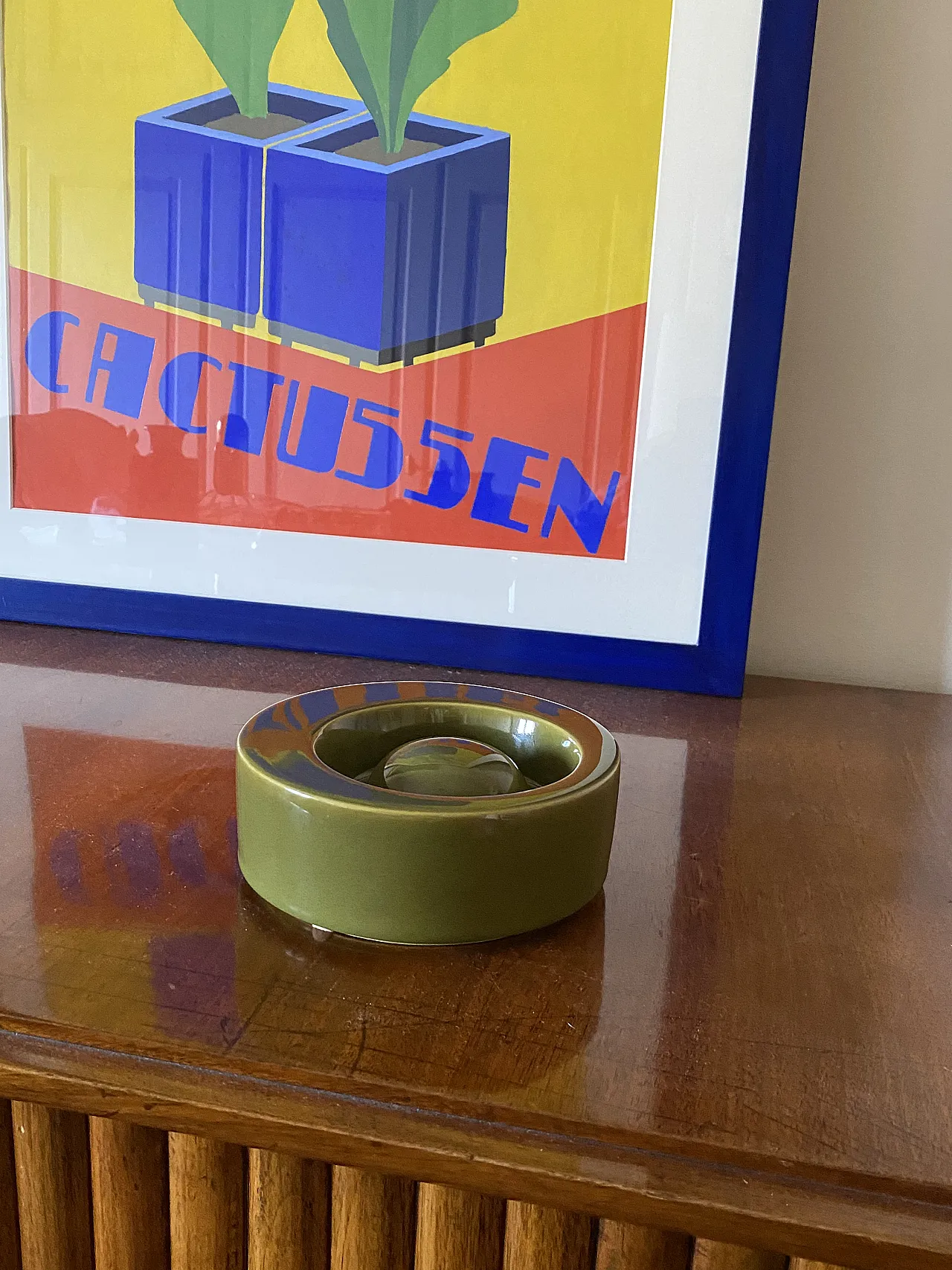 Mid-century green ceramic ashtray, Sicart Italy 1969 13