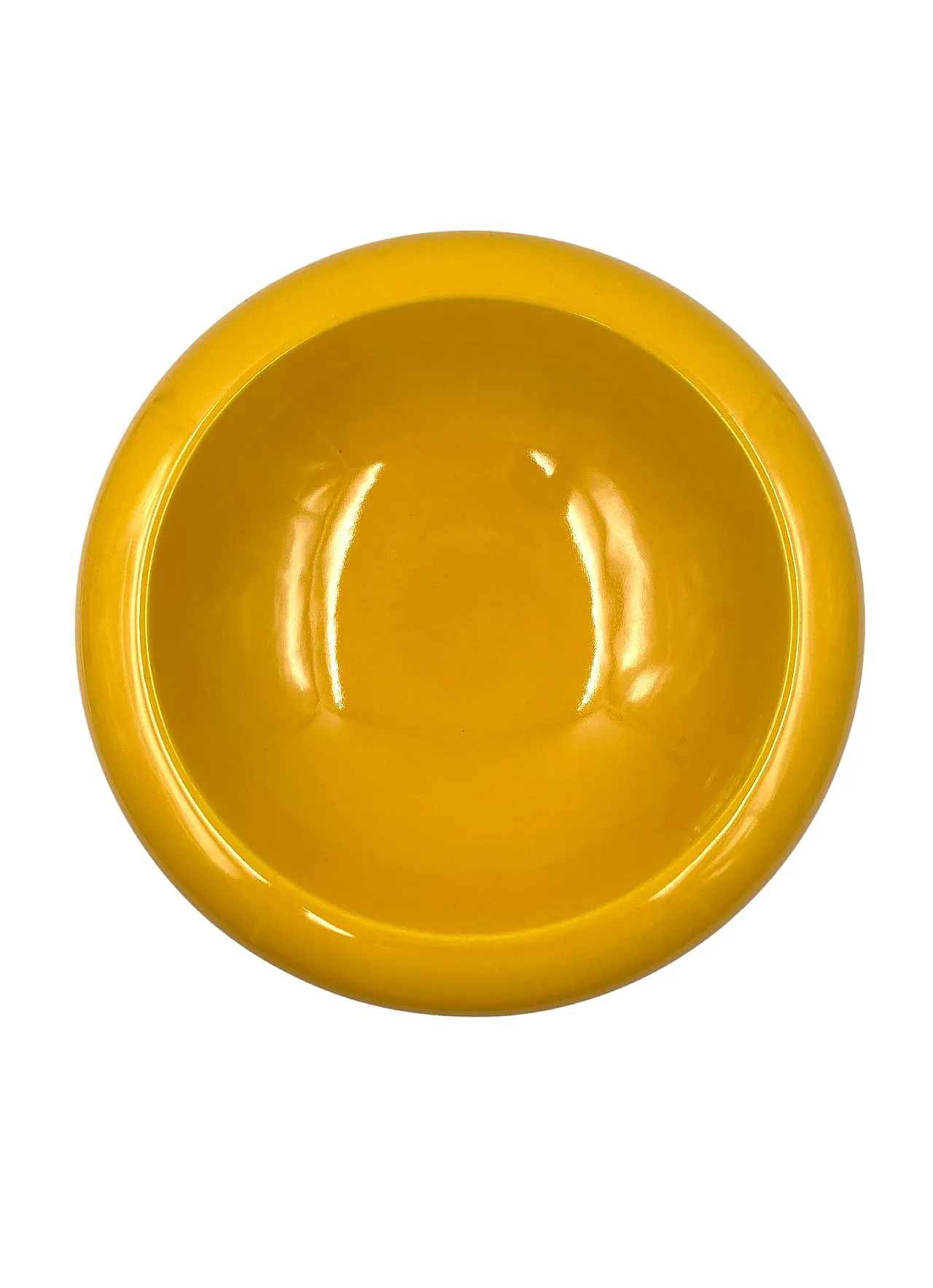 Space age large yellow ceramic centerpiece / vide poche, Sicart Italy 8