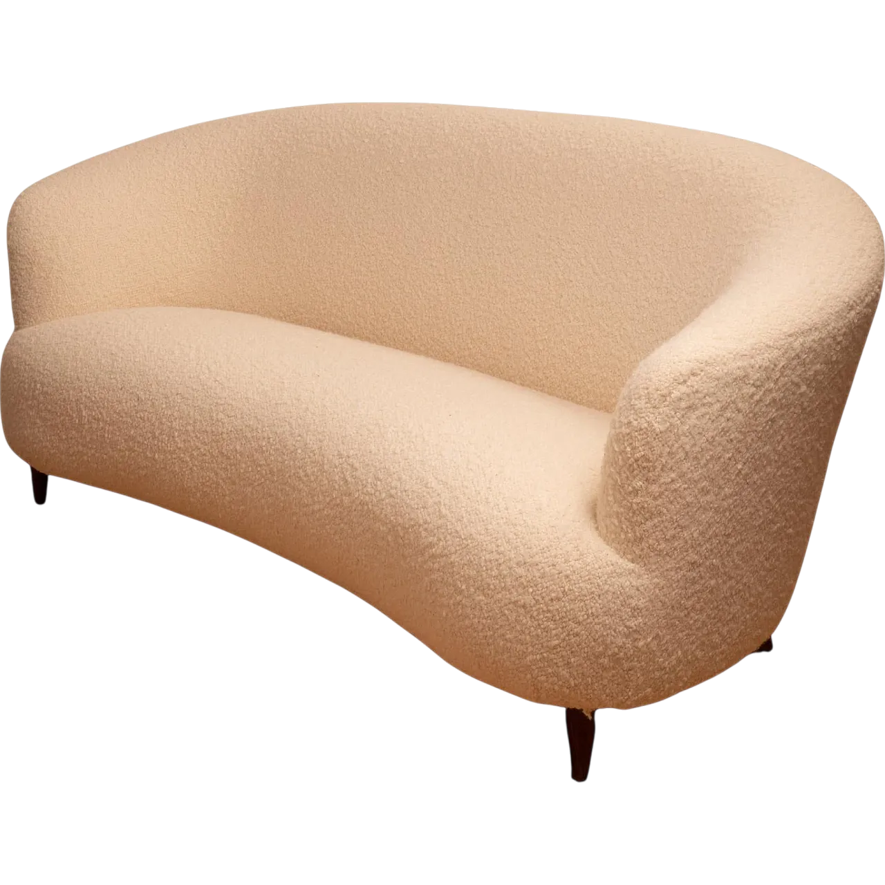 Cream-coloured bouclé sofa, 1940s 10