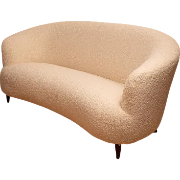 Cream-coloured bouclé sofa, 1940s