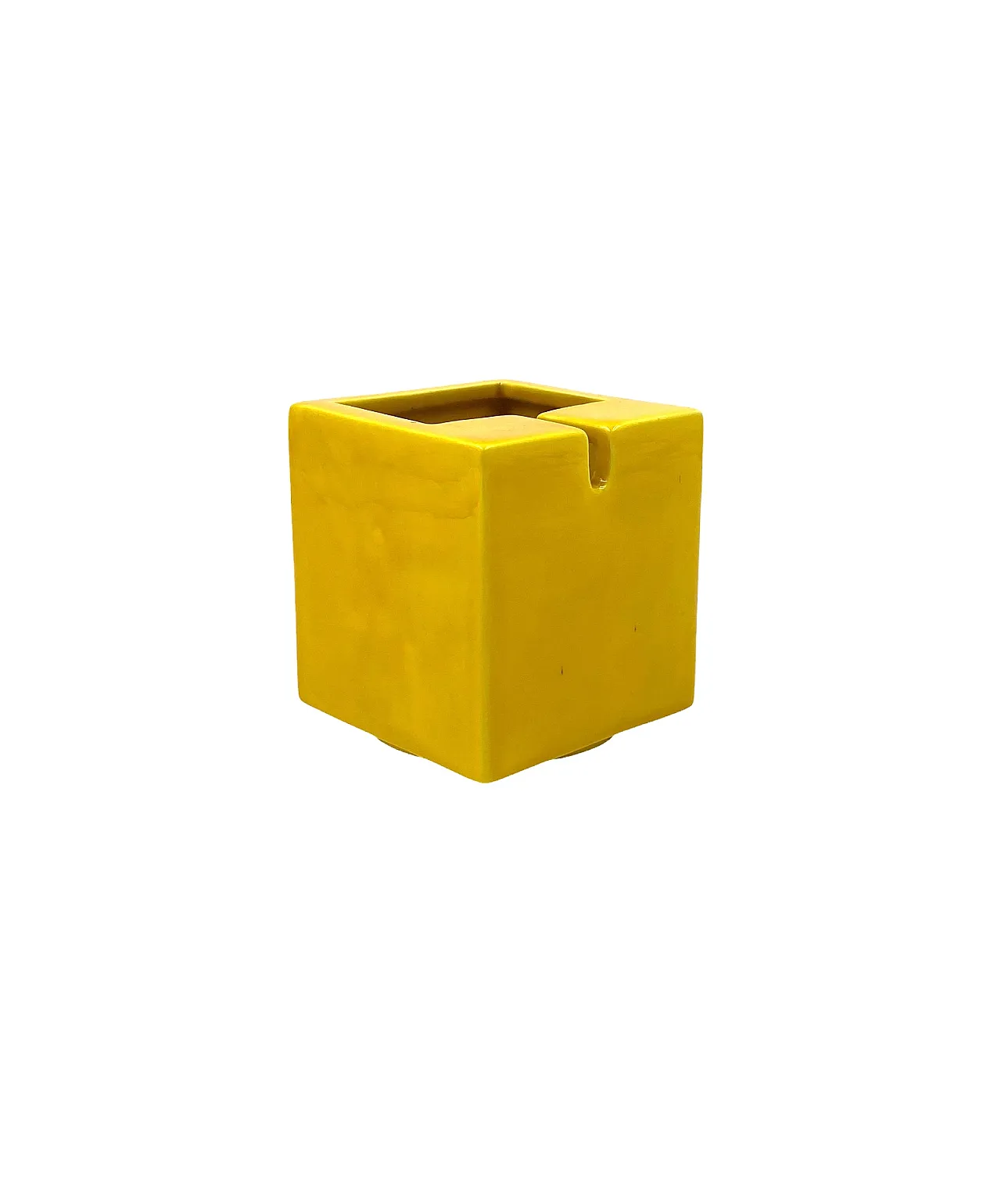 Space age yellow cubic ceramic ashtray, Sicart Italy 1970s 8