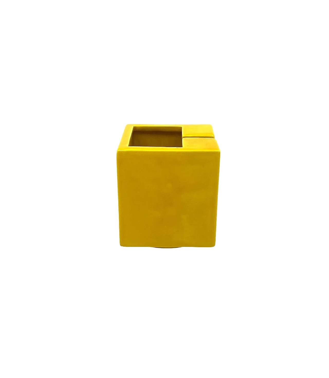 Space age yellow cubic ceramic ashtray, Sicart Italy 1970s 10