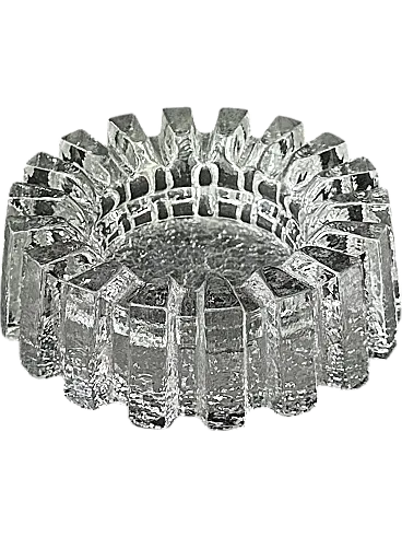 1970s crystal glass Brutalist ashtray