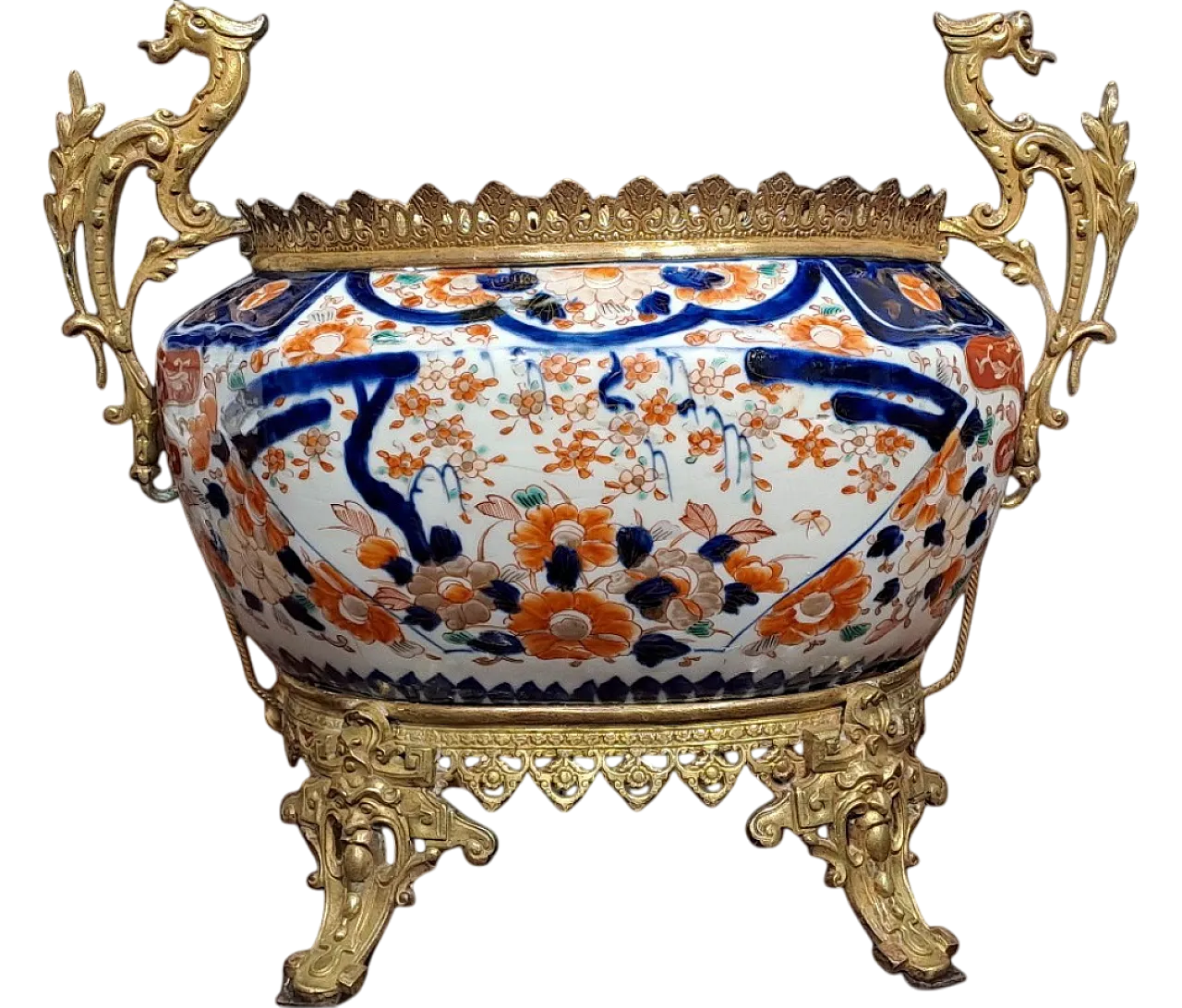 Cachepot giapponese in porcellana con maniglie epoca Meiji, '800 10