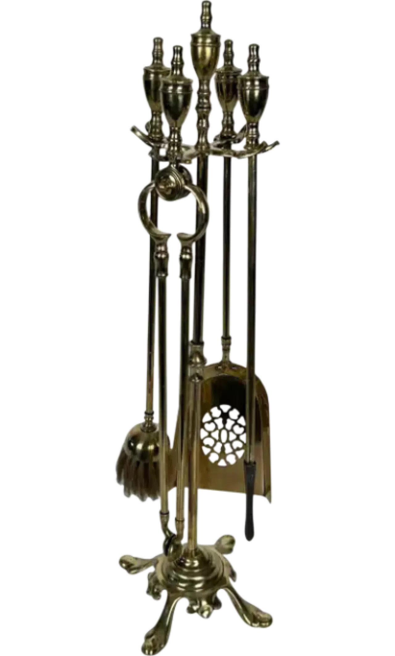 Brass fireplace instruments on stand, 1940s 11