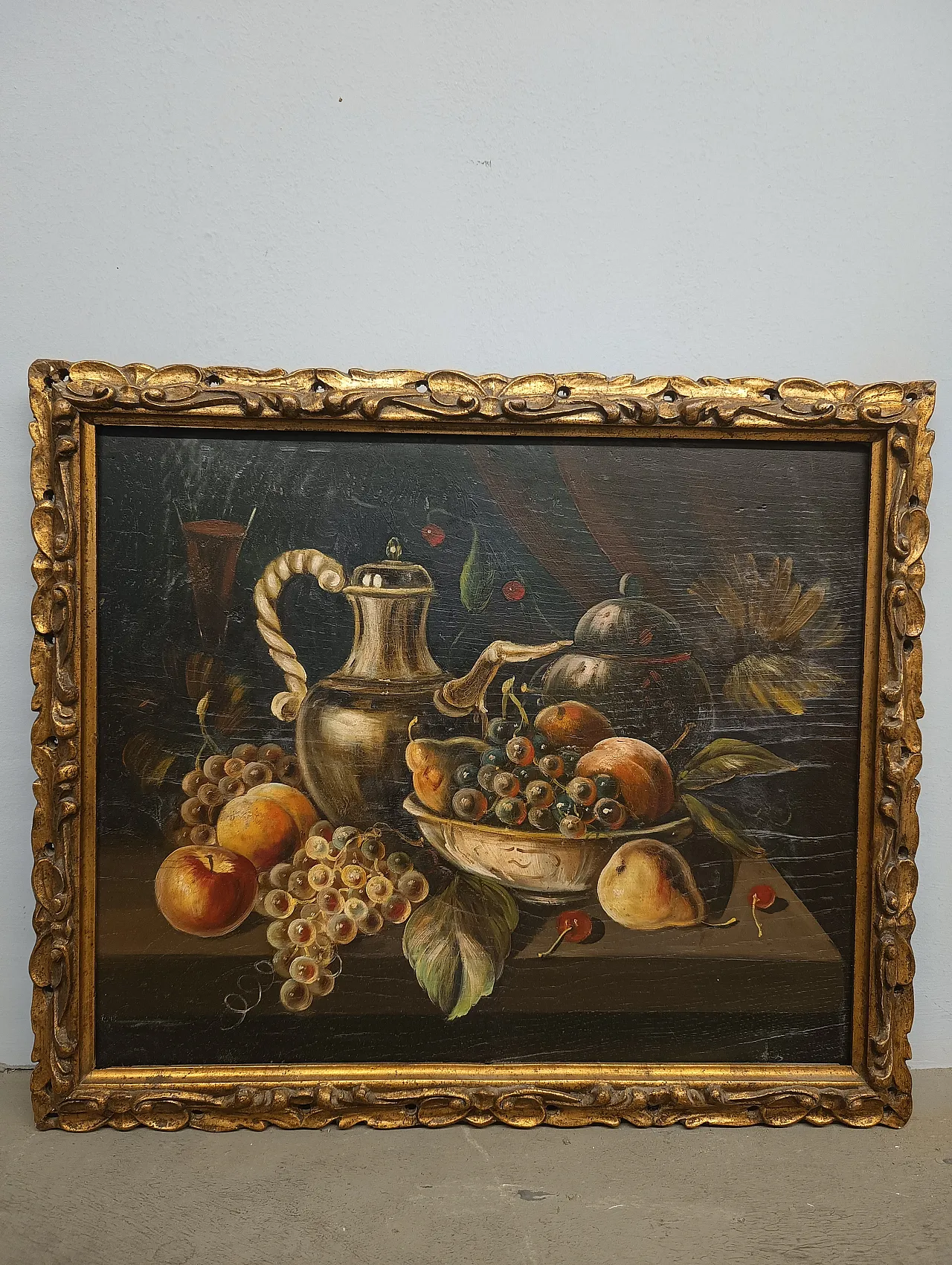 Flemish oil painting on wood, Still life, mid-19th century 1