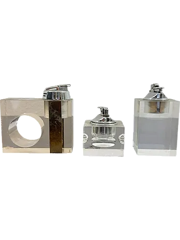 3 glass lighters, 1970s