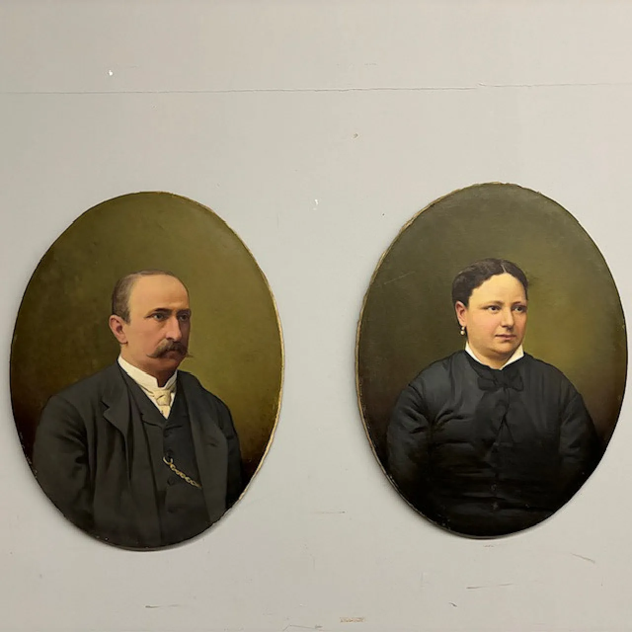 Pair of face paintings oil on canvas, mid-19th century 1