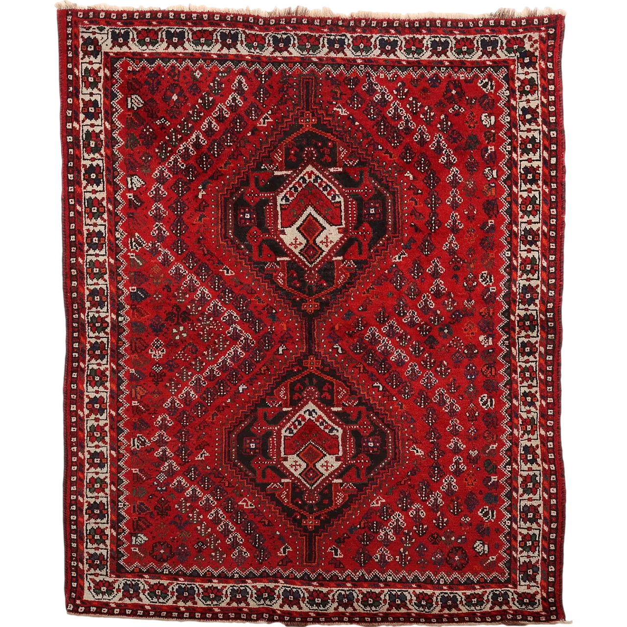 Khamseh wool rug with heavy knot, late 20th century 7