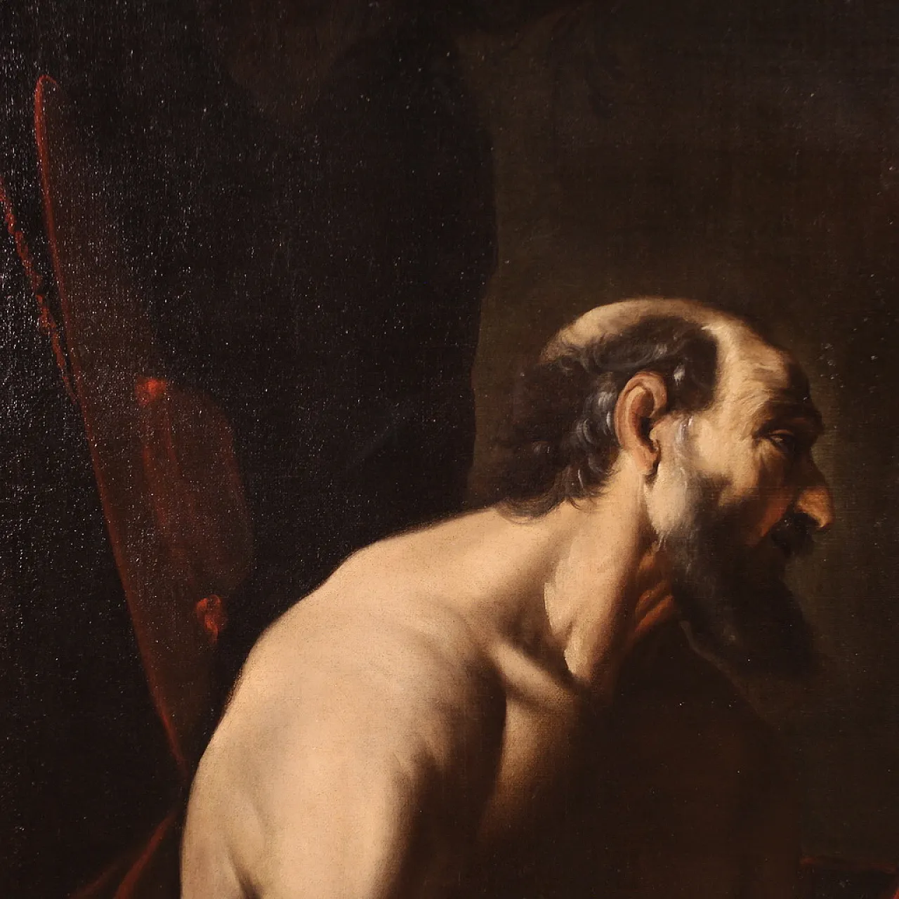 Saint Jerome in his study, Caravaggesque painting, 17th century 11