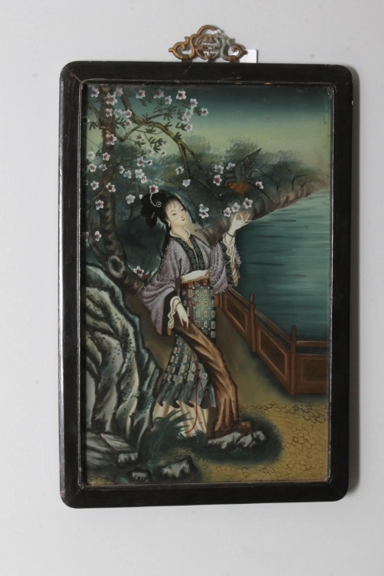 Japanese Geisha, painting on glass, early 1900s 1