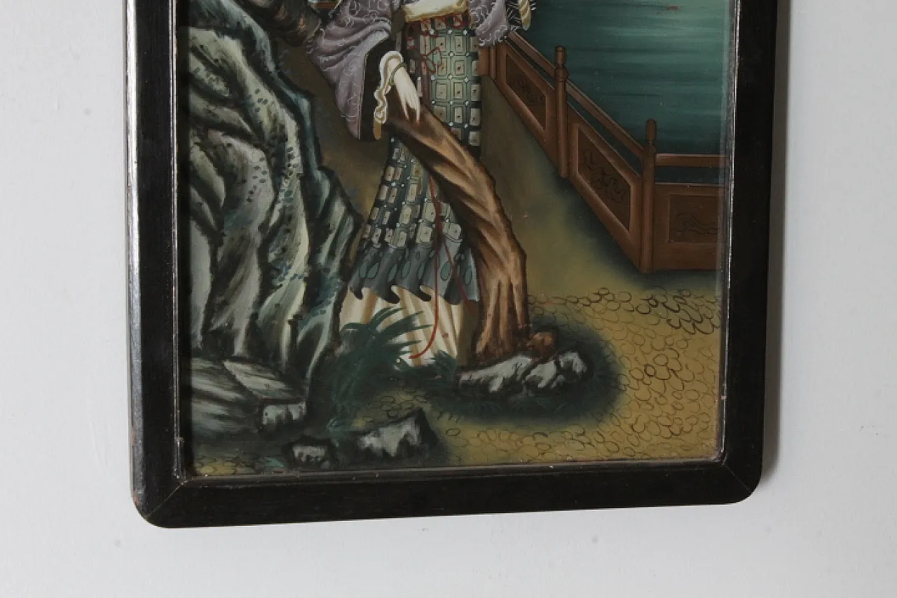 Japanese Geisha, painting on glass, early 1900s 4