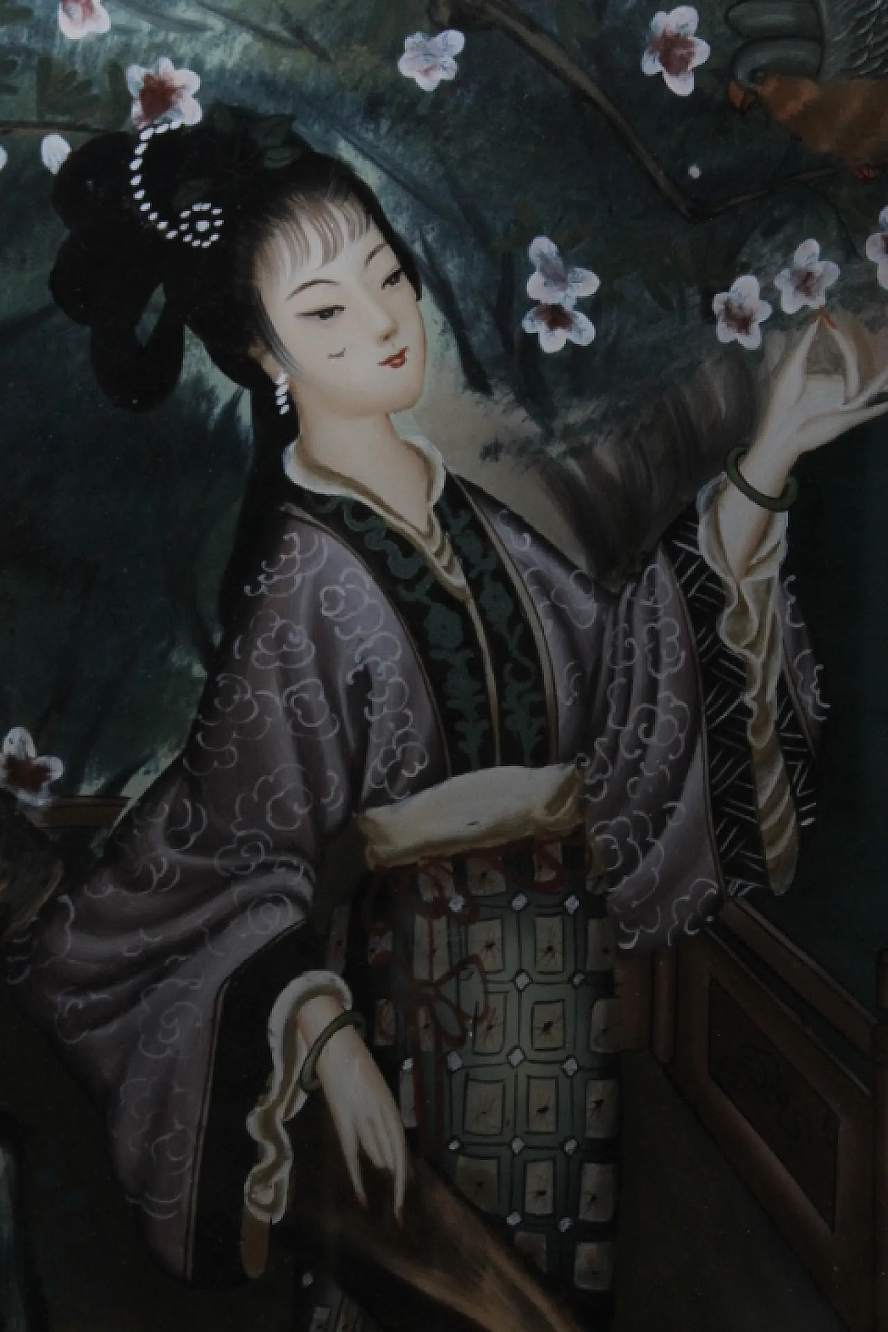 Japanese Geisha, painting on glass, early 1900s 5