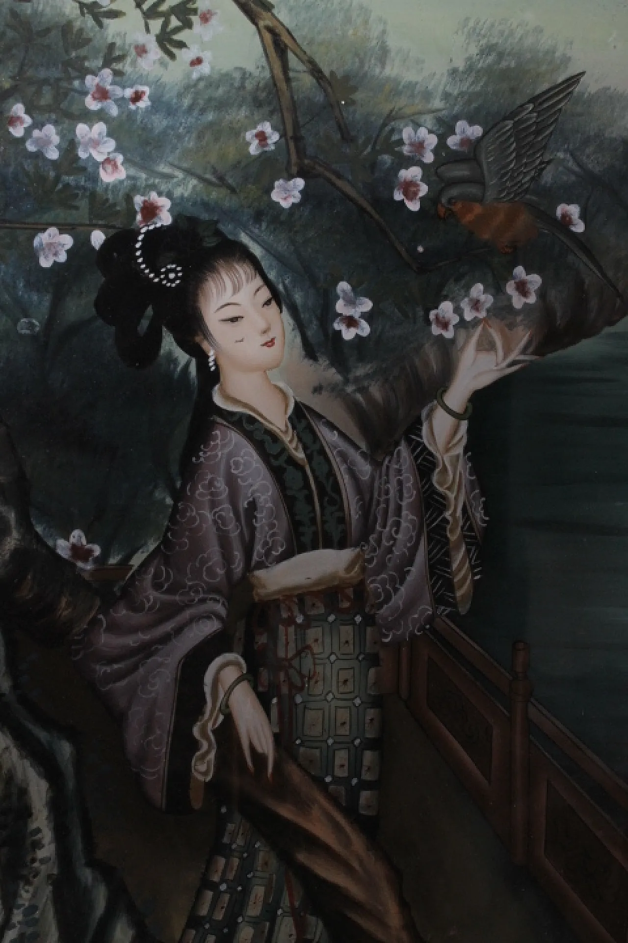 Japanese Geisha, painting on glass, early 1900s 6