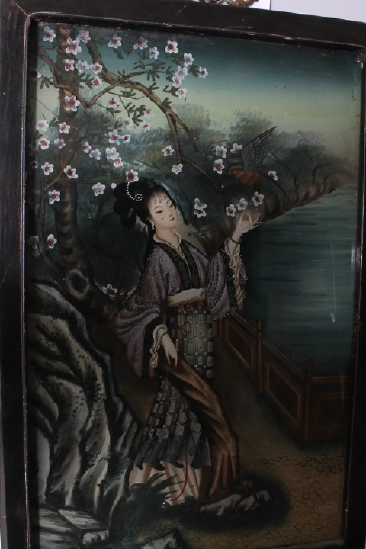 Japanese Geisha, painting on glass, early 1900s 7