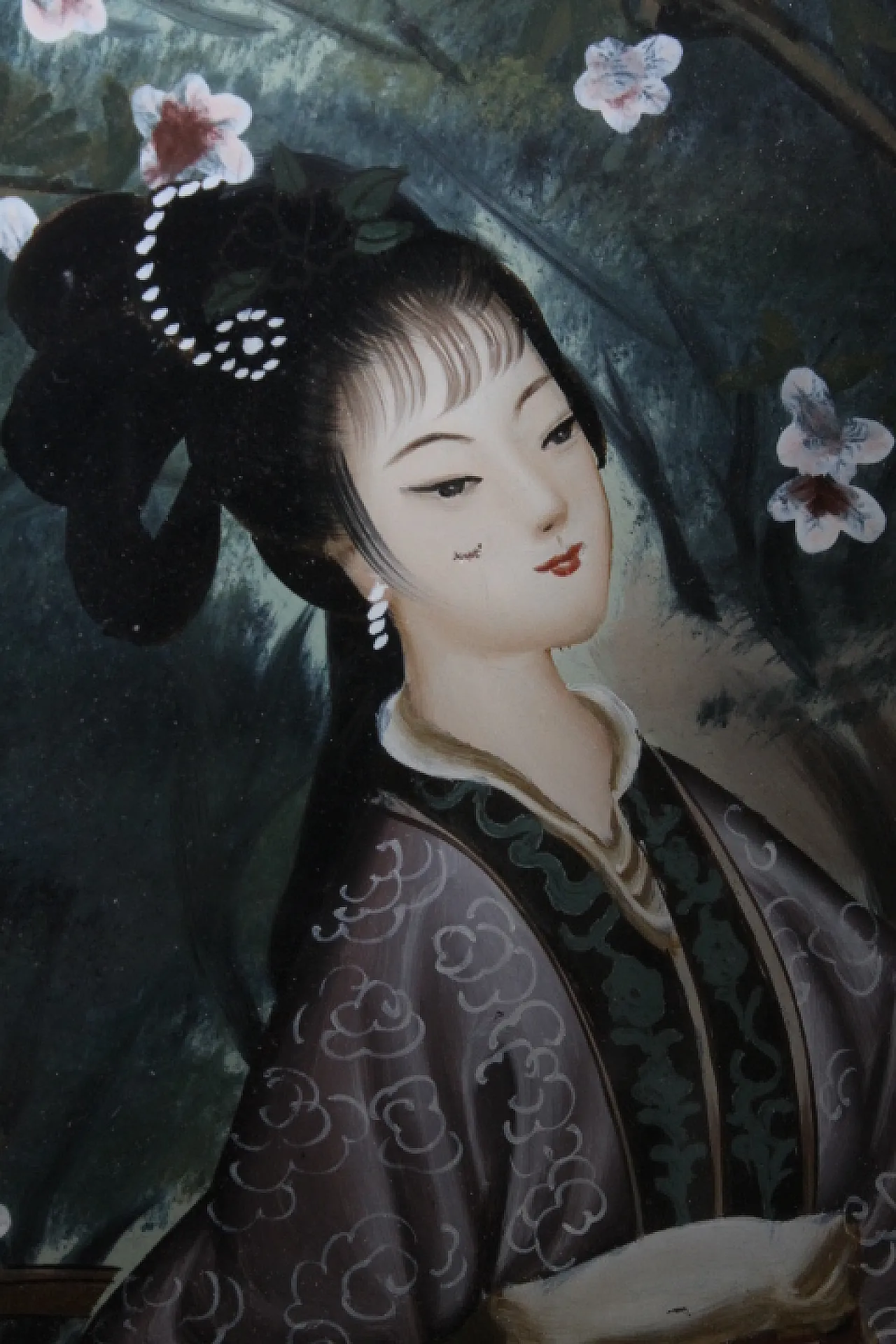 Japanese Geisha, painting on glass, early 1900s 12