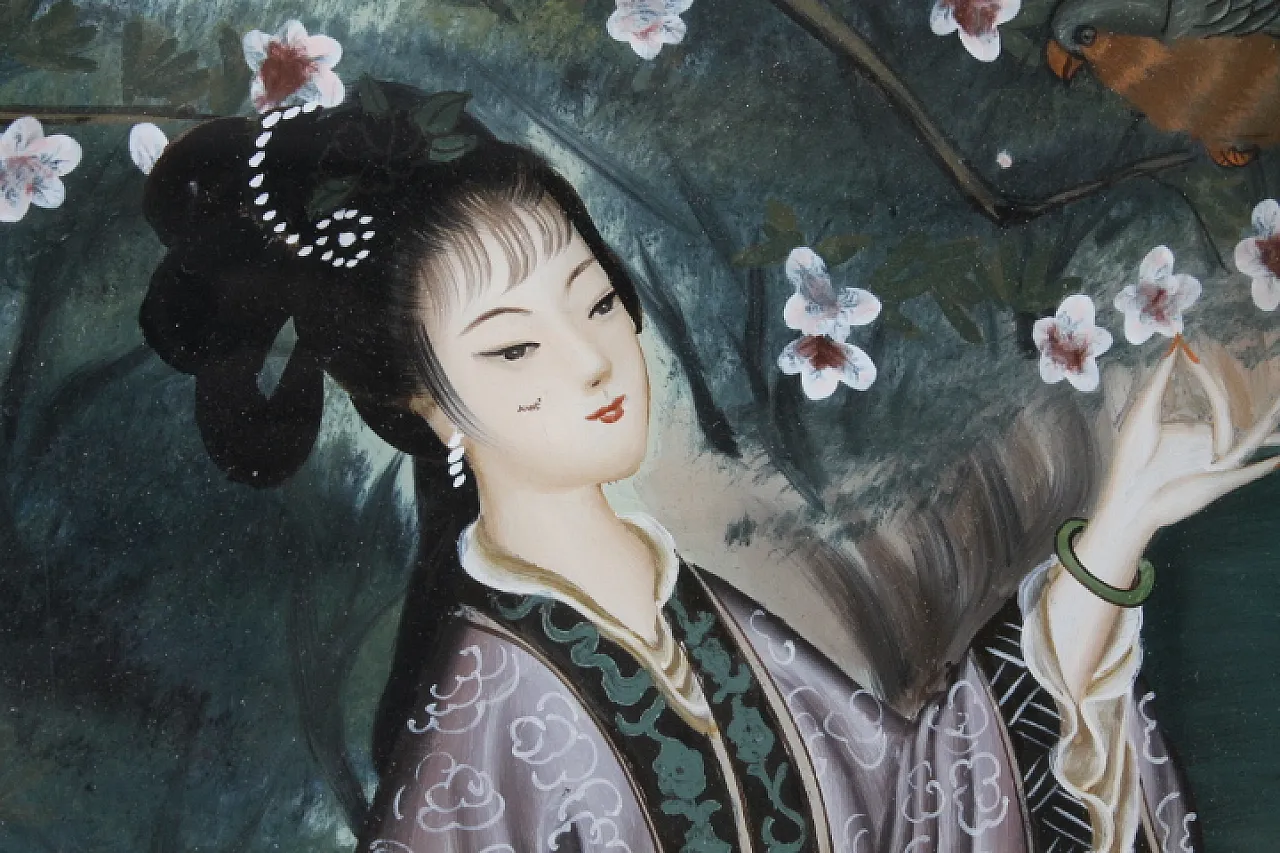 Japanese Geisha, painting on glass, early 1900s 13