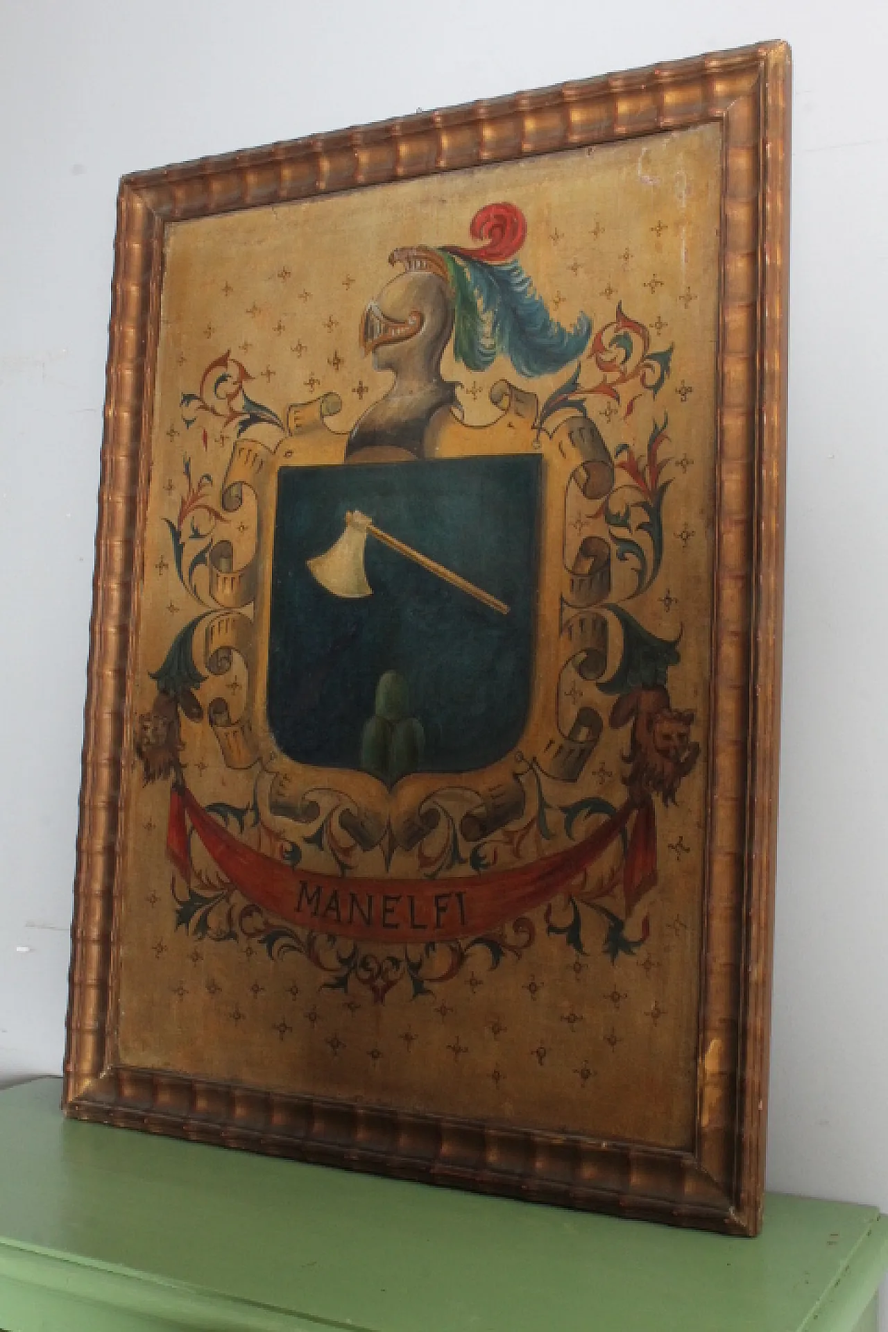 Manelfi family coat of arm, oil painting on canvas, 18th century 1